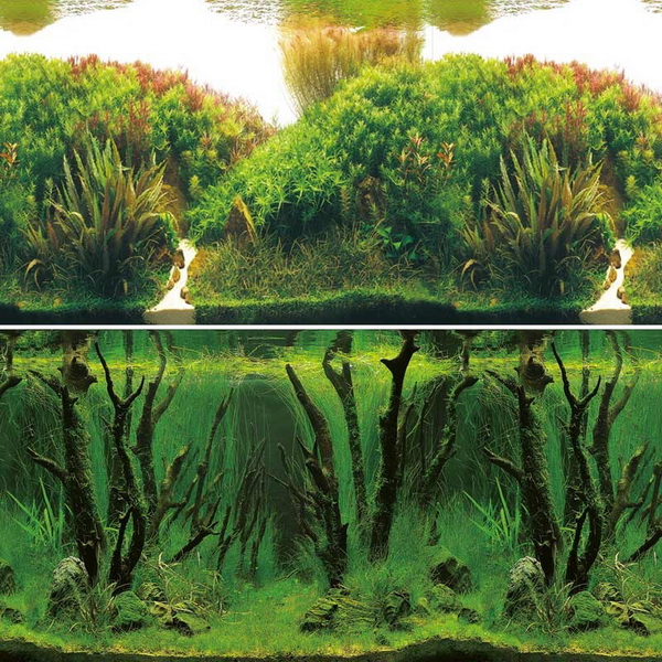 Фон двухсторонний 9084/9085 60см (15м) Зеленые холмы/Подводный лес