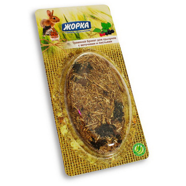 ЖОРКА Травяной брикет для грызунов с веточками и листьями