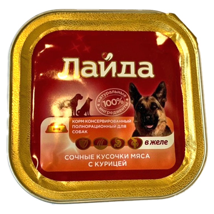 ЛАЙДА  конс.д/собак 100г сочные кусочки с курицей в желе