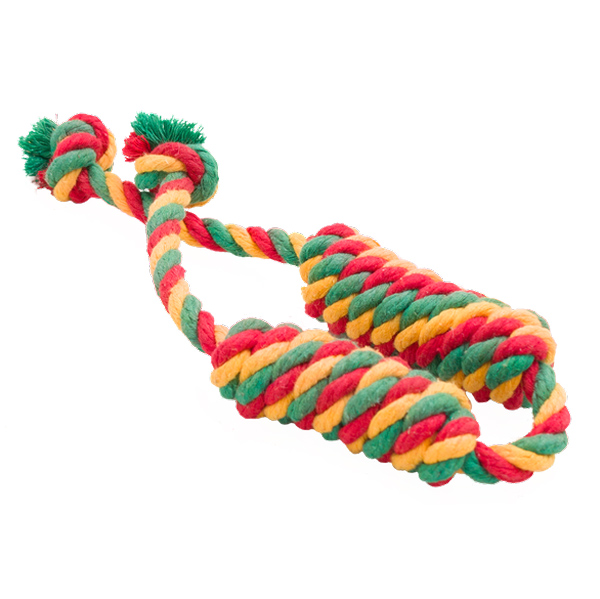 Doglike Сарделька канатная 2шт Dental Knot средняя (жёлтый-зелёный-красный)