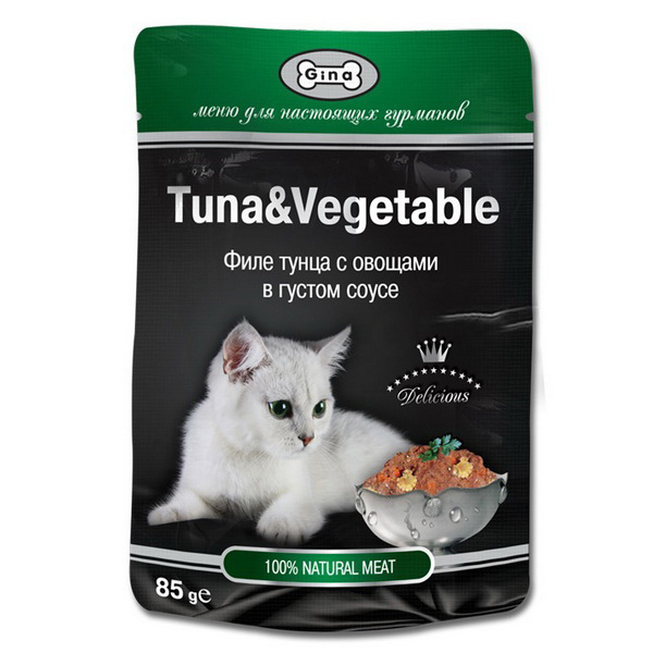 GINA влаж.д/кошек 85г тунец/овощи в соусе