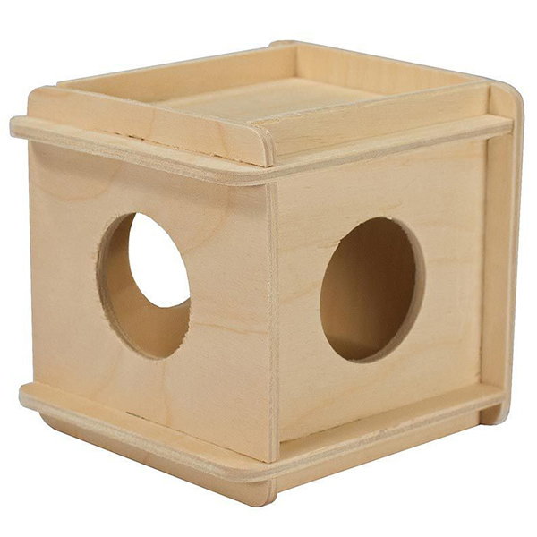 Домик для грызунов кубик малый деревянный 10*10*h11,5 см