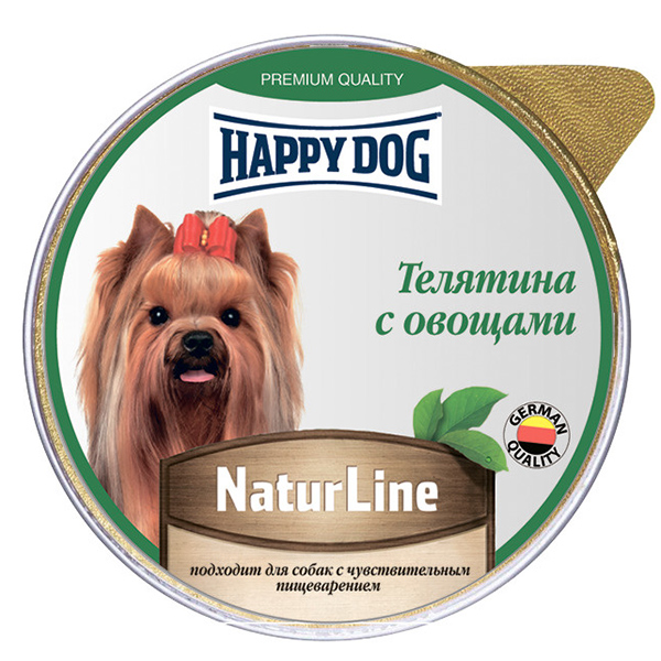 Хэппи Дог конс.Natur Line д/собак 0,125 кг Телятина/овощи паштет