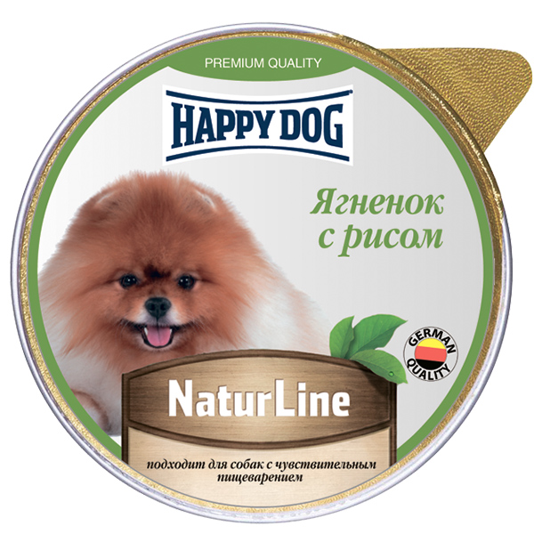 Хэппи Дог конс.Natur Line д/собак 0,125 кг Ягненок/рис паштет