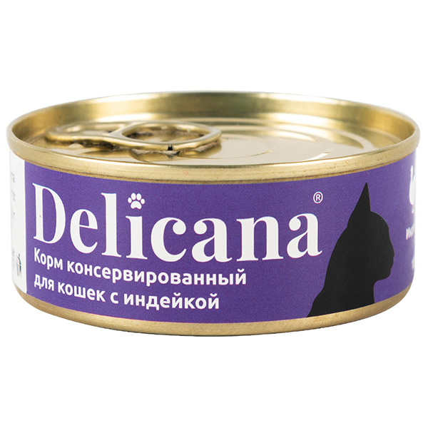 Delicana консервы.д/кошек 100 г с индейкой