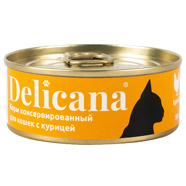 Delicana консервы.д/кошек 100 г с курицей