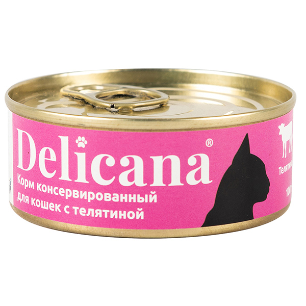 Delicana консервы.д/кошек 100 г с телятиной