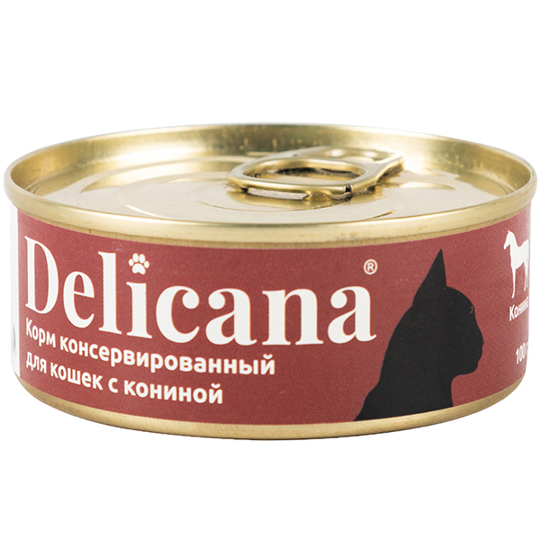 Delicana консервы.д/кошек 100 г с кониной