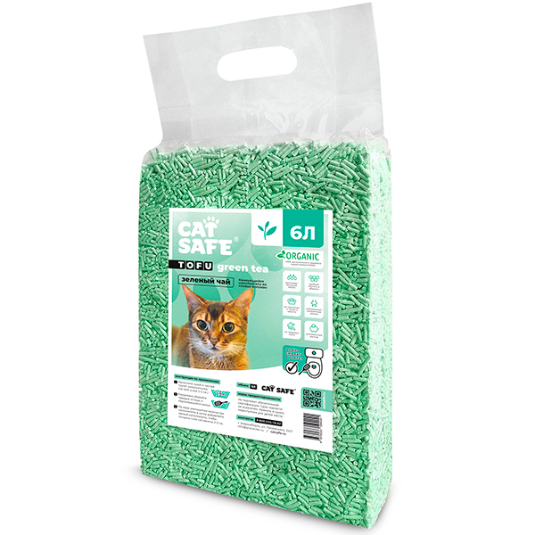 Cat safe тофу наполнитель Зеленый чай 6л