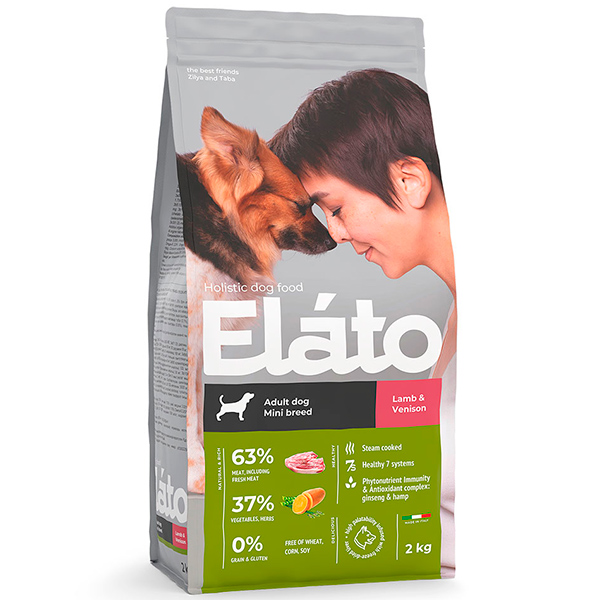 Elato Holistic корм для взрослых собак мелких пород с ягненком и олениной, 2кг