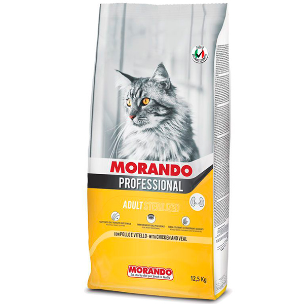 Morando Professional Gatto сухой корм для стерилизованных кошек с курицей и телятиной, 12,5 кг