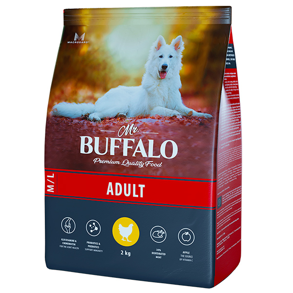 Mr.Buffalo ADULT M/L сухой корм д/собак Средних и Крупных пород 2 кг курица