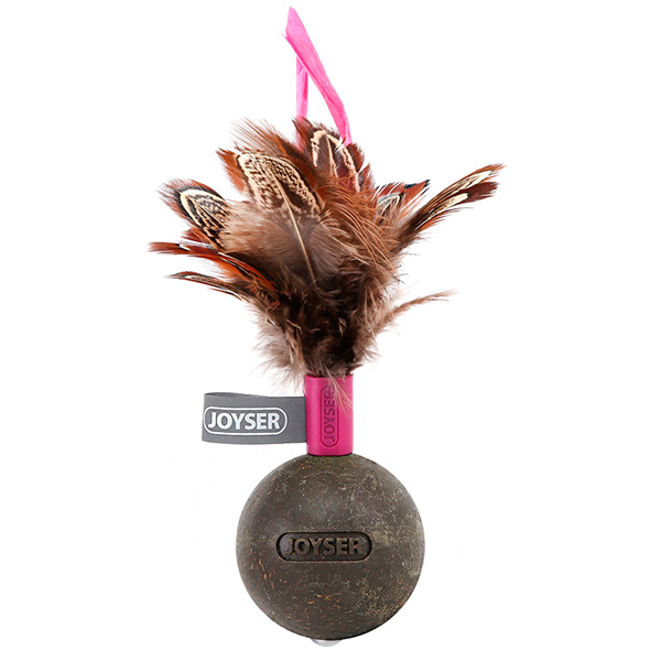 GiGwi Мячик из спрессованной кошачьей мяты с перьями розовый, 13 см