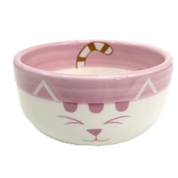 Миска керам 0,29л розовая 11,5*5см Довольная кошка N1