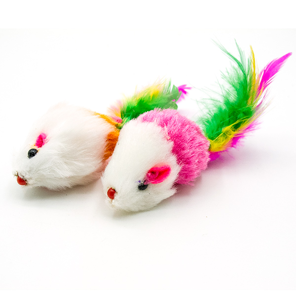 Мышь с хвостом из перьев ^Сибирская кошка^ (упак. 2шт)