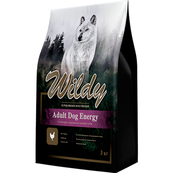 Wildy Adult DOG Energy сух.д/активных собак  3кг. с курицей