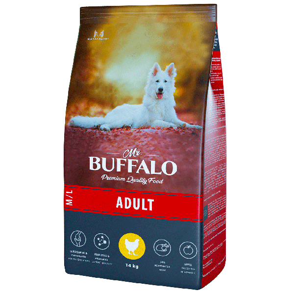 Mr.Buffalo ADULT M/L сухой корм д/собак Средних и Крупных пород 14 кг курица