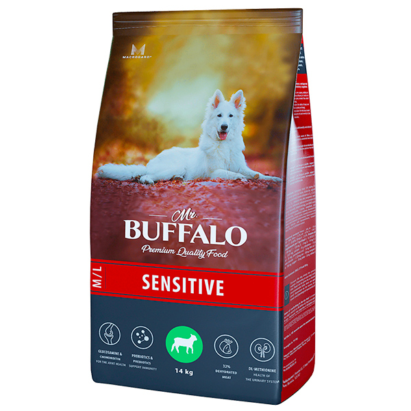 Mr.Buffalo SENSITIVE сухой корм д/собак Средних и Крупных пород 14 кг ягненок