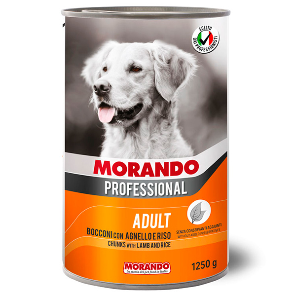 Morando Professional конс.корм для собак кусочки в соусе с Ягненком и рисом 1,25 кг ж/б