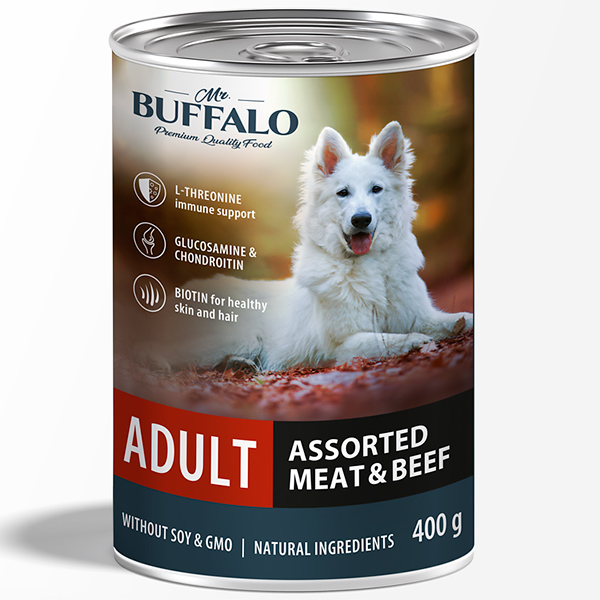 Mr.Buffalo конс.д/собак ADULT 400г мясное ассорти с говядиной