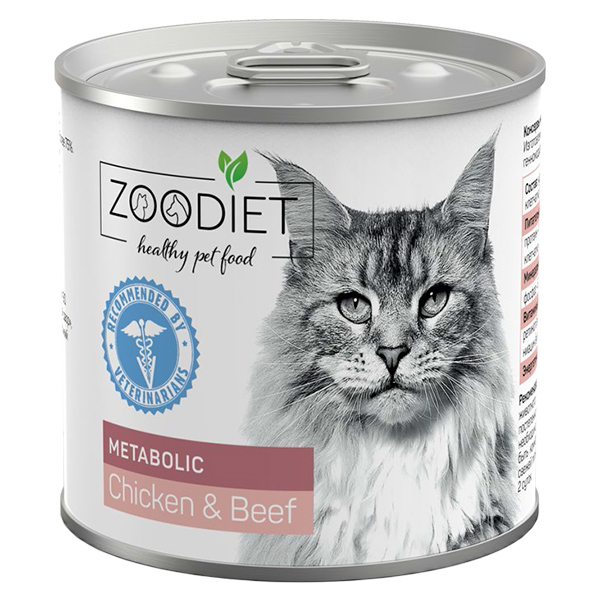 Zoodiet консервы 240г для кошек С курицей и говядиной (обмен веществ)