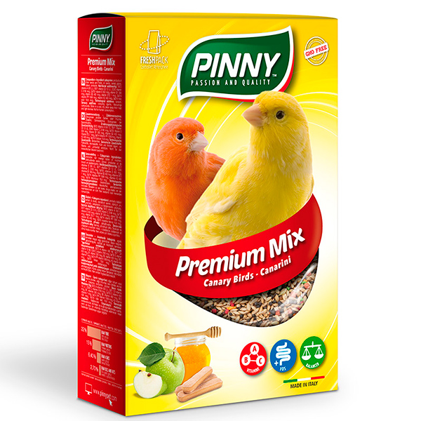 PINNY PM д/канареек полнорационный корм 0.8кг с фруктами, бисквитом и витамин. (уп12)