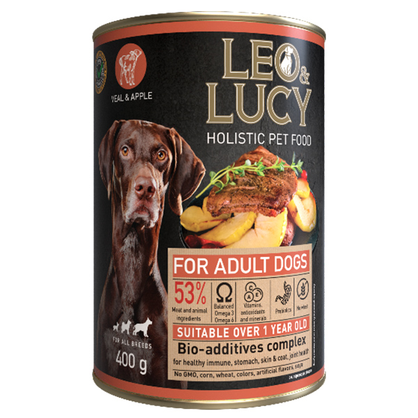 LEO&LUCY холистик конс.д/собак 400г Паштет с телятиной, яблоком и биодобавками