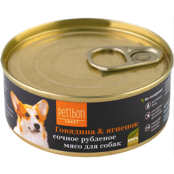 Petibon Smart для собак 100 г Рубленое мясо с говядиной и ягненком