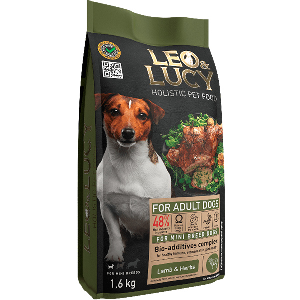 LEO&LUCY холистик сух. корм д/собак мелких пород 1,6 кг с ягненком, травами и биодобавками