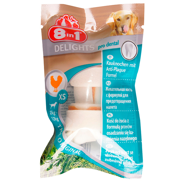 8 in 1 Delights Pro Dental Bone XS/7,5cm кост.дочистки зубов мелк.собак АКЦИЯ -30%