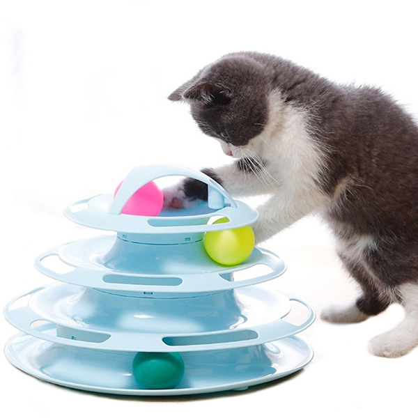 Трек-башня д/кошек с мячиками и мышкой синий, 25см. Чистый Котик :: Чистый  котик :: Игрушки для кошек :: Предметы для содержания :: Каталог :: Лукас-Н