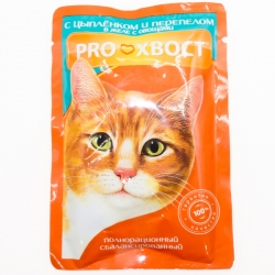 PROХВОСТ влаж.д/кошек 85г цыпленок/перепел в желе АКЦИЯ -12%
