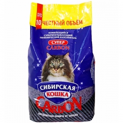 СИБИРСКАЯ КОШКА наполн. 10л СУПЕР CARBON (комкующийся)