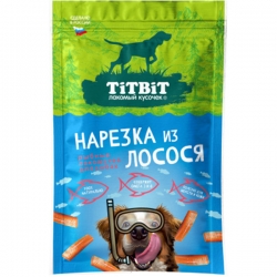 Титбит Нарезка из лосося для собак 80 г