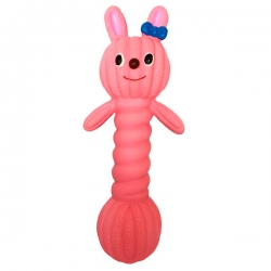 Игрушка д/собак Зайчик розовый с пищалкой, латекс, 19 см.(N1)