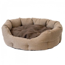 Лежанка овал. пухлый^Облако-Рогожка^,бежевая, 59*51*18см (рогожка, с/пух)