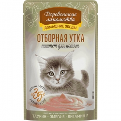 Деревенские лакомства д/котят пауч Отборная утка паштет 70г