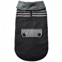 Куртка на флисовой подкладке, водонепрониц. светоотраж. полосы, черная с серым, XS 20см Pet-it