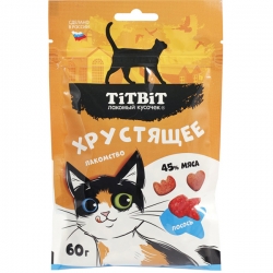 Титбит Лакомство хрустящее с лососем для кошек 60 г срок рел. до 26.12.26г