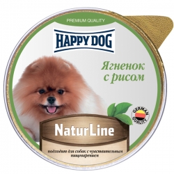 Хэппи Дог конс.Natur Line д/собак 0,125 кг Ягненок/рис паштет
