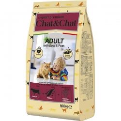 Chat & Chat Expert Premium сухой корм д/кошек 900 г с говядиной и горохом