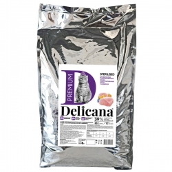Delicana сух.д/кошек 8кг кастрированных и стерилизованных,индейка