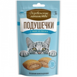 Деревенские лакомства д/кош Подушечки с пюре из лосося 30г