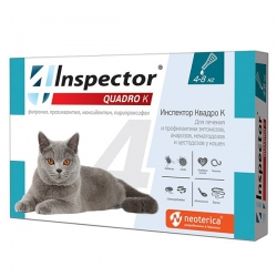 Inspector Quadro капли от вн. и внут. паразит д/кош 4 - 8 кг