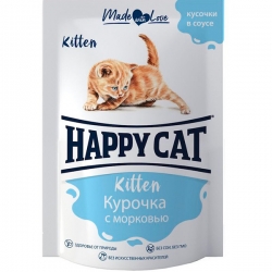 Хэппи Кэт пауч.д/котят 85 г Курочка с морковью в соусе (Россия)