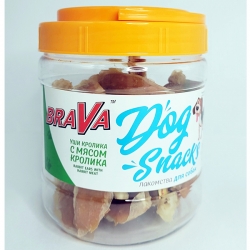 БРАВА лак-во для собак Уши кролика с мясом кролика 450г
