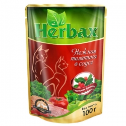 Herbax влаж. д/кошек 100г неж.телятина в соусе с лист.брусн
