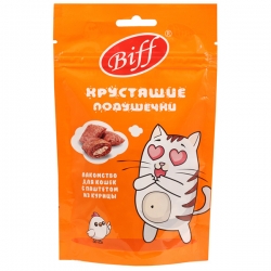 Титбит Хрустящие подушечки Biff для кошек с паштетом из курицы 60г АКЦИЯ-20%