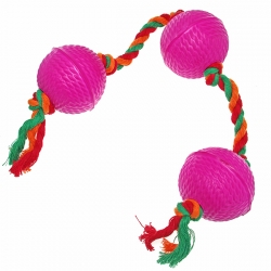 СуперМяч ^Сибирский пес^ ТРИ СУПЕРМЯЧА эластичные на х/б веревке СРЕДНИЕ