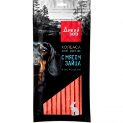 Титбит Колбаса Дикий Зов для собак с мясом зайца и морошкой 85 г